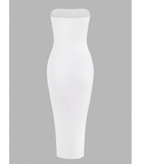 Fleece Lining Slinky Midi Tube Dress